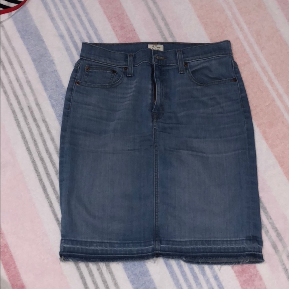 Jcrew Denim skirt with Raw Hem!
